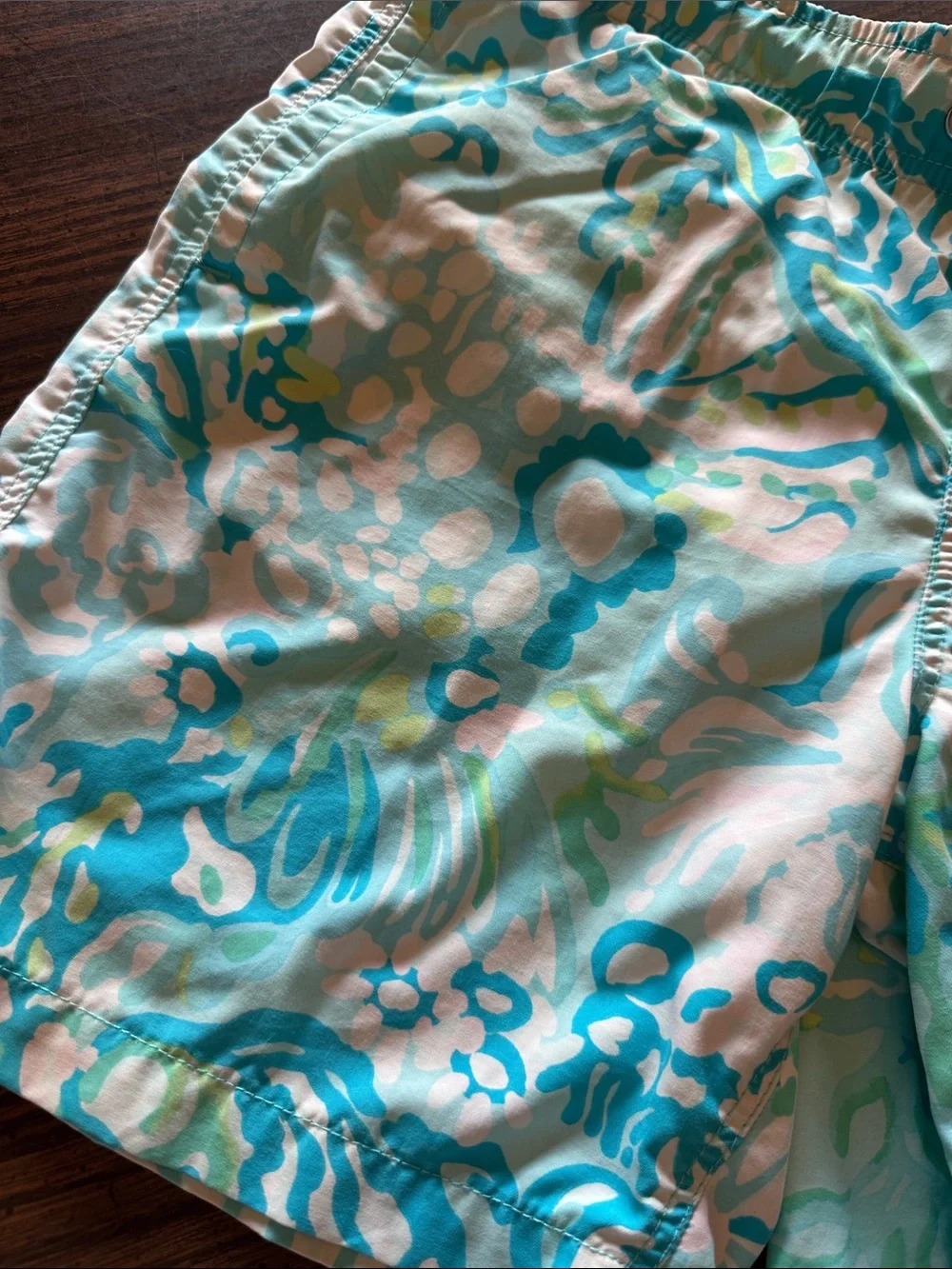 Lilly Pulitzer Turquoise, Aqua & White Printed Swim Shorts